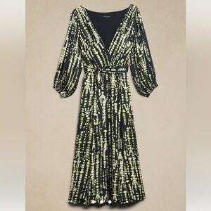 NWT Banana Factory Blouson Maxi Dress- black print, size Medium